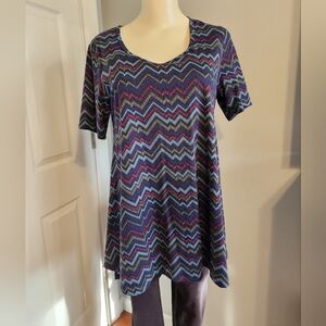 LuLaRoe Multicolor Chevron Short Sleeve Top